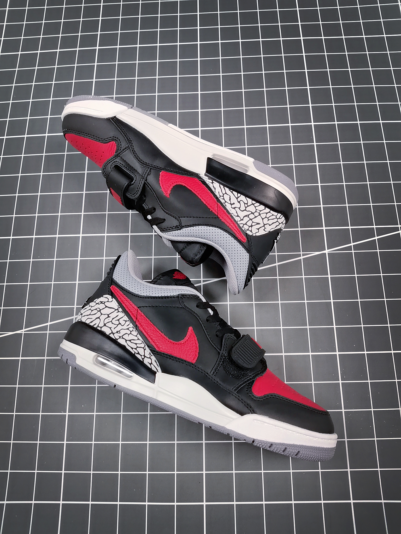2021 Jordan Legacy 312 Low Black Cement Red Shoes